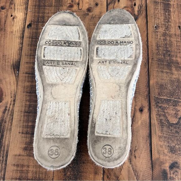 Handmade Light Gray Canvas Espadrilles Size 38 - Picture 5 of 5